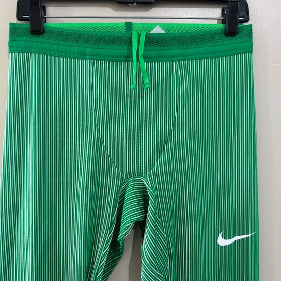 Nike Pro Elite Official Racing Tights Running Green Made in USA Mens L AO849 NEW - Picture 2 of 8